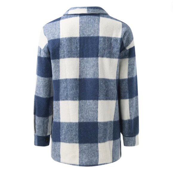 Womens Fall Jackets Plaid Casual Shackets Long Sleeve Button Down Fashion - Picture 7 of 16